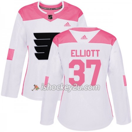 Dame NHL Philadelphia Flyers Trøje Brian Elliott 37 Adidas 2017-2018 Hvid Lyserød Fashion Authentic